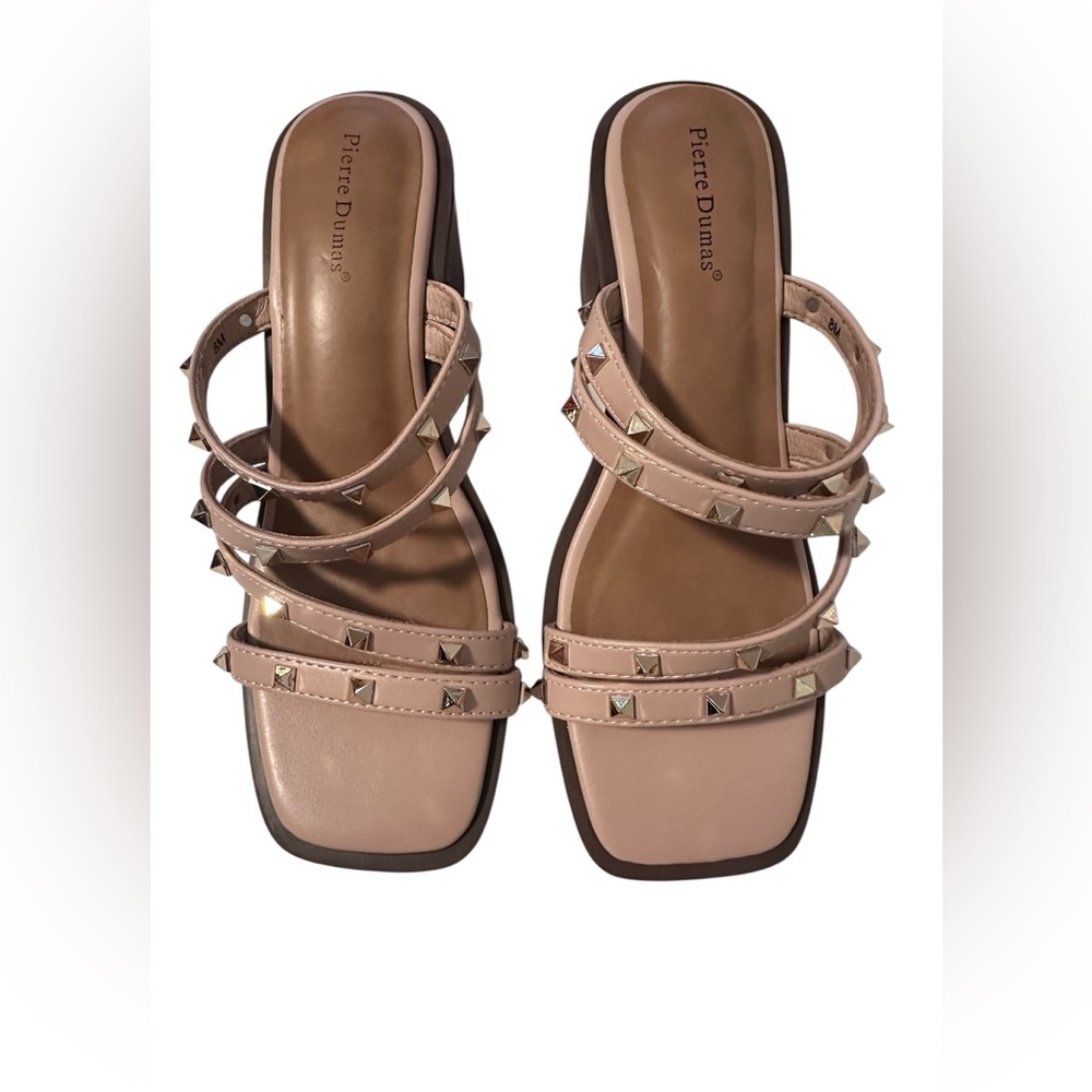 Pierre Dumas Blush‎ Studded Sandals with 2in Heel NWOT Size 8 Preppy HOCO